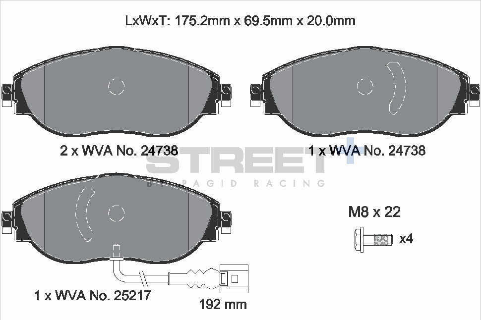 Pagid Street Plus brake pads T8192SP2001