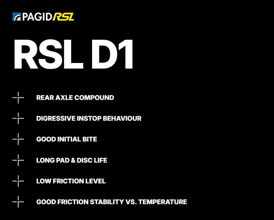 Pagid RSL D1 compound features