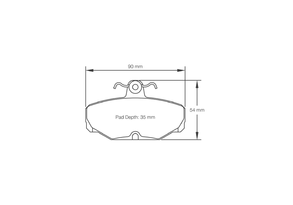 Pagid Racing Brake Pads – Shape 1163 (RS 14, RS 42) - pad shape drawing