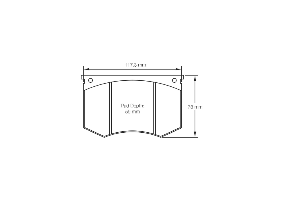 Pagid Racing Brake Pads – Shape 1195 (RSH 3, RSH 29E) - pad shape drawing