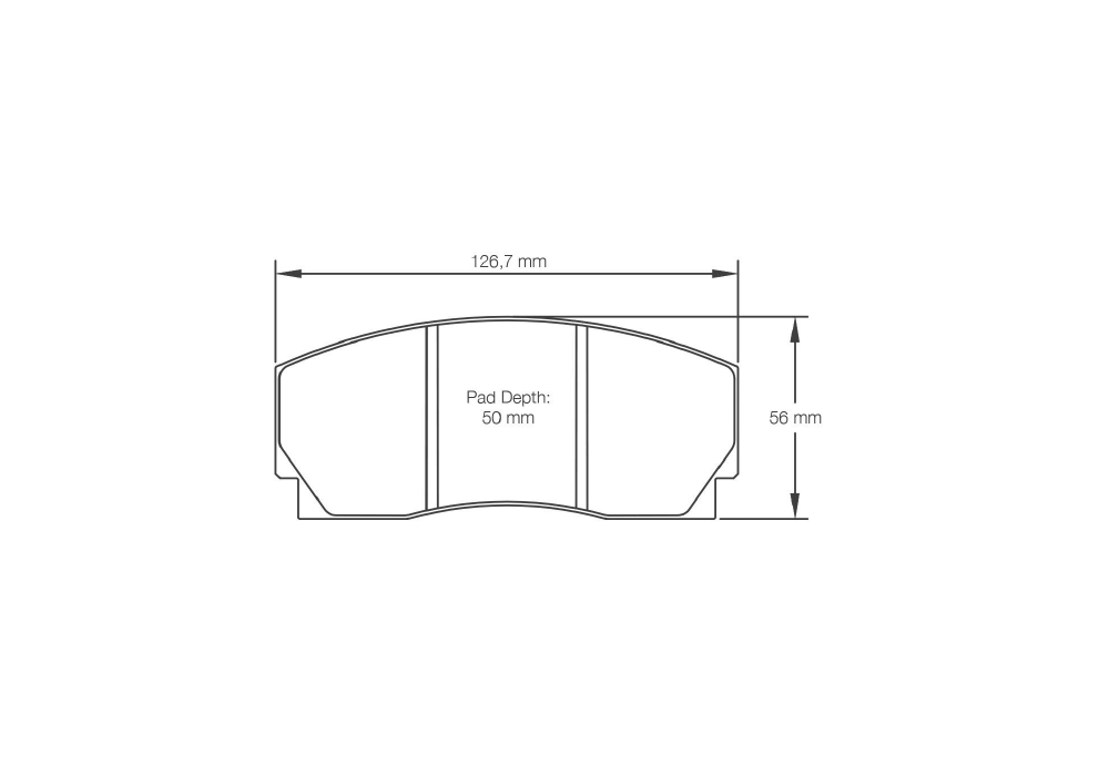 Pagid Racing Brake Pads – Shape 1269 (RSL 29, RSH 3, RSH 42, RST 1) - pad shape drawing
