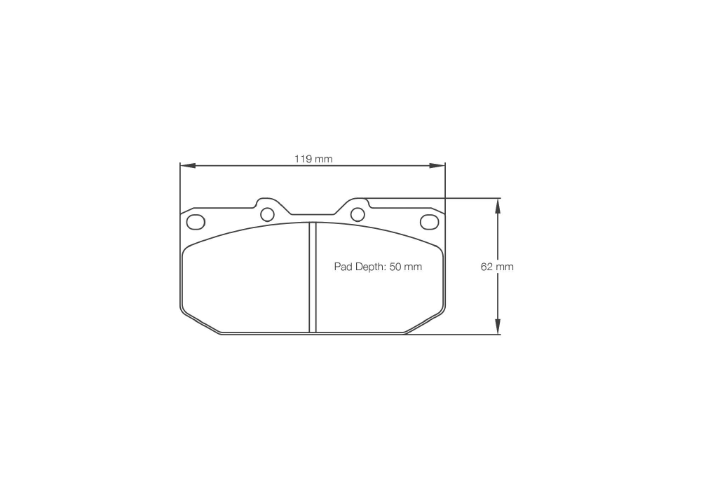 Pagid Racing Brake Pads – Shape 1406 (RSL 29, RSL 1, RST 3) - pad shape drawing