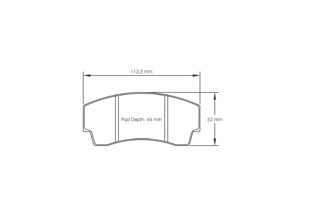 Pagid Racing Brake Pads – Shape 2127 (RSL 29, RS 42, RSL 1, RST 3) - pad shape drawing