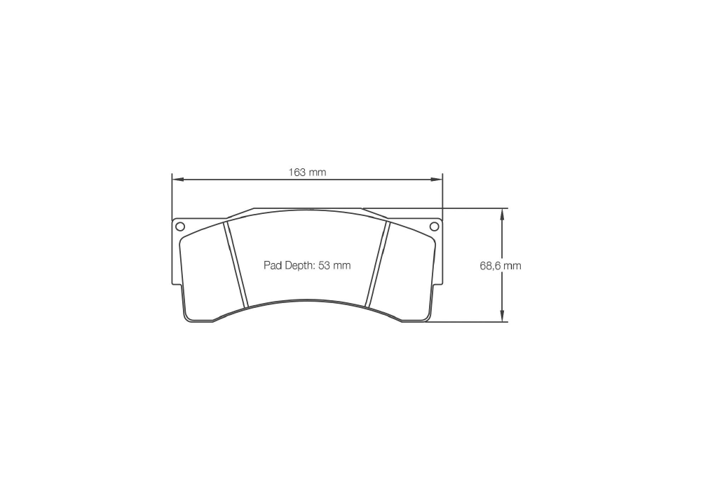 Pagid Racing Brake Pads – Shape 2557 (RSL 29, RSL 1E, RST 1, RST 2E) - pad shape drawing