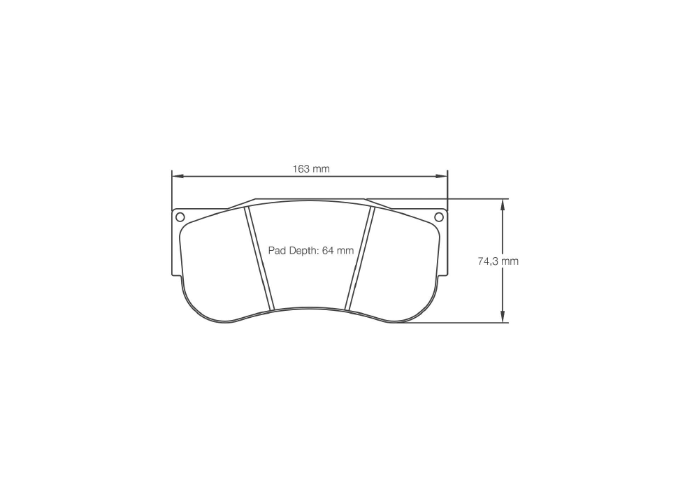 Pagid Racing Brake Pads – Shape 2560 - pad shape drawing
