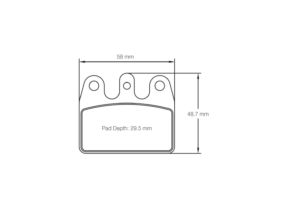 Pagid Racing Brake Pads – Shape 5100 (K 1, K 2) - pad shape drawing