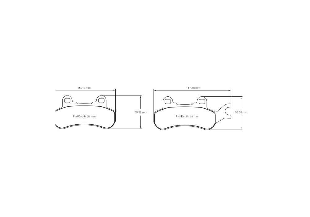 Pagid Racing Brake Pads – Shape 6005 (UT 1, UT 2) - pad shape drawing