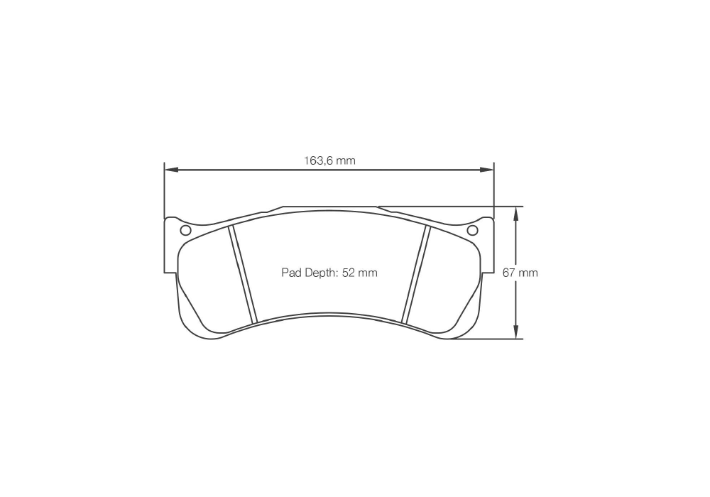 Pagid Racing Brake Pads – Shape 8038 (RSL 1E, RST 2E, RSL 29) - pad shape drawing