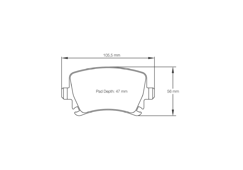 Pagid Racing Brake Pads – Shape 8046 (RSL 19) - pad shape drawing