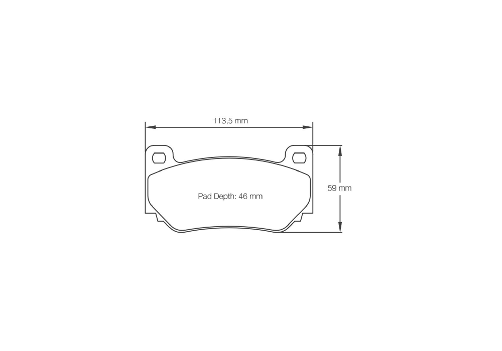 Pagid Racing Brake Pads – Shape 8076 (RS 14, RSL 29) - pad shape drawing