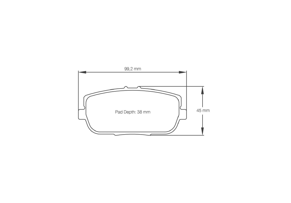 Pagid Racing Brake Pads – Shape 8077 (RSL 29, RS 44) - pad shape drawing