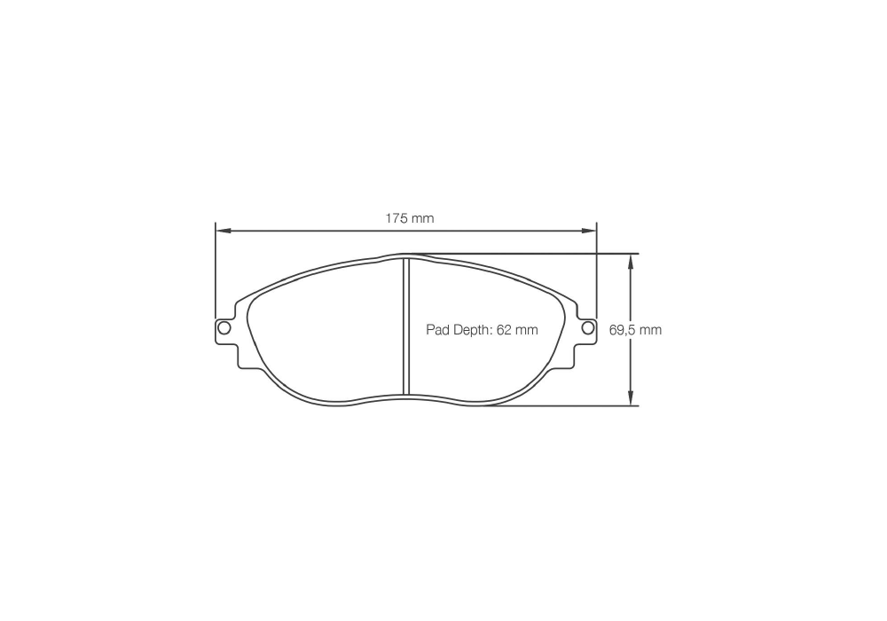 Pagid Racing Brake Pads – Shape 8201 (RSL 29) - pad shape drawing
