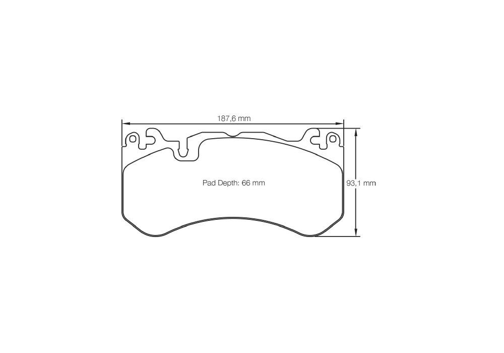 Pagid Racing Brake Pads – Shape 8238 (RSL 29) - pad shape drawing