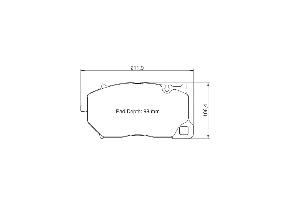 Pagid Racing Brake Pads – Shape 8295 (RSC 1) - pad shape drawing