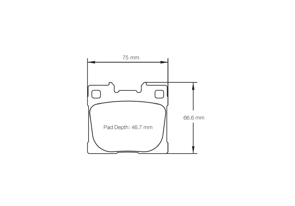 Pagid Racing Brake Pads – Shape 8300 (RSL 29, RST 3, RST 5E) - pad shape drawing